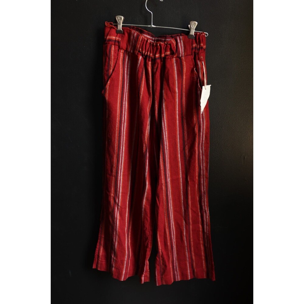 NWT Indigo Rein Linen Blend Striped Wide Leg Pants Fall Boho Hippie Cottagecore